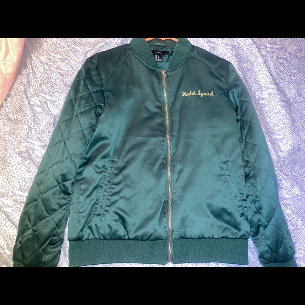Army green “model squad” bomber jacket